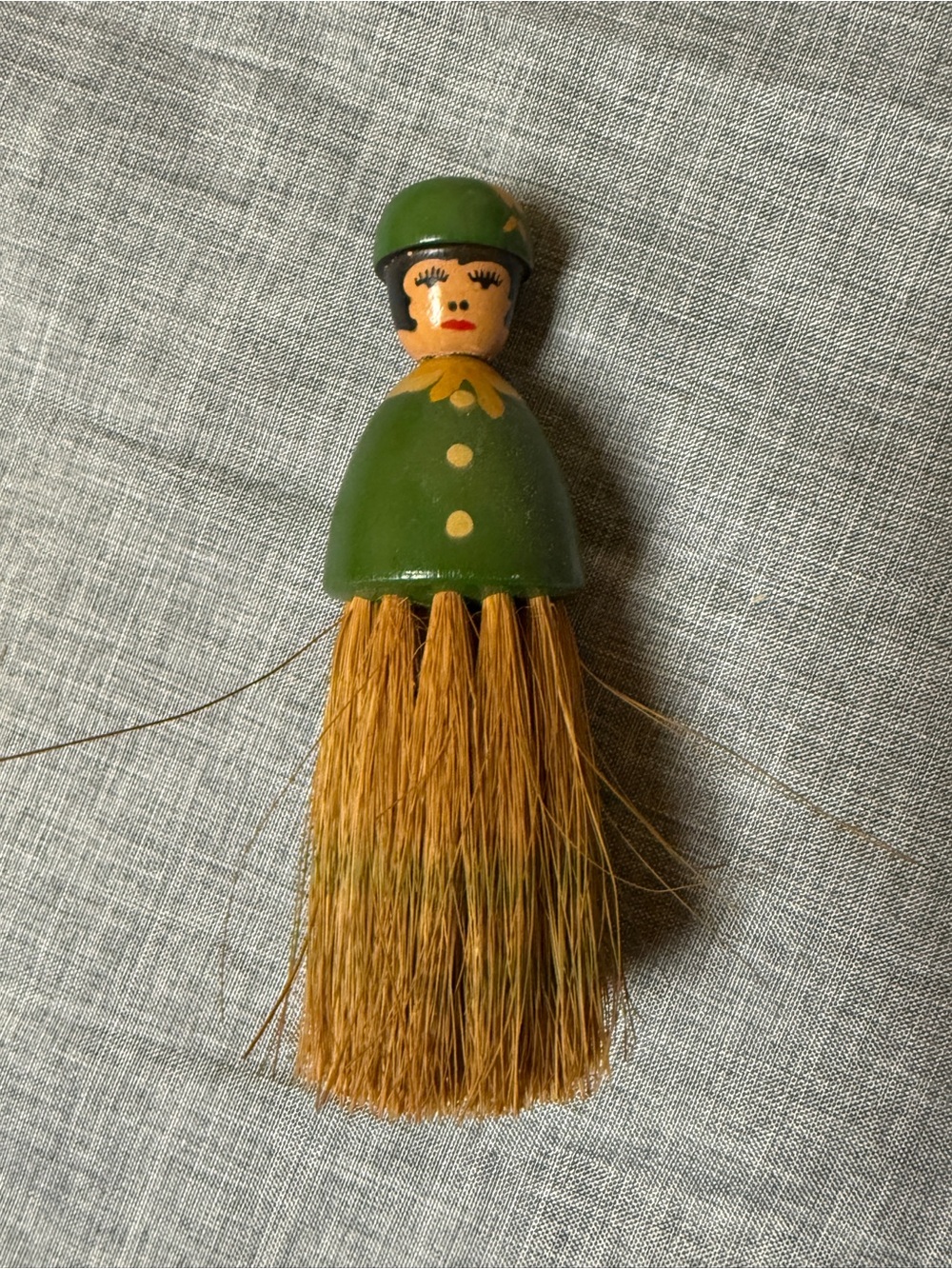 Estate Sale Vintage Wooden Lady Whisk Broom Folk Art